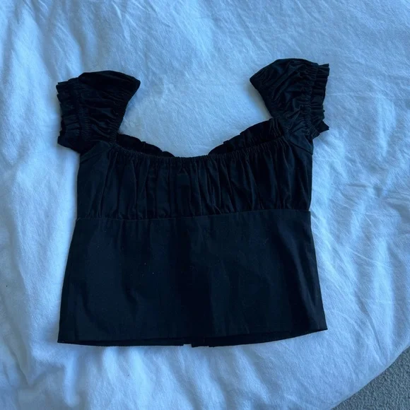 With Jean Black Ruched Women's Top - Picture 2 of 4